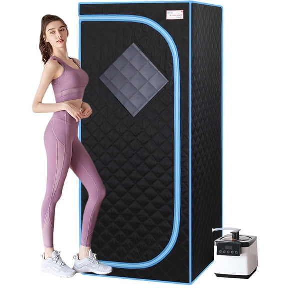 Seizeen 66.5inch Portable Sauna Tent, Multifunctional Full Size Sauna for Home SPA, with Steam Generator, Remote Control, Timer, Foldable Chair, Safe Sauna Room for Man Woman, Black