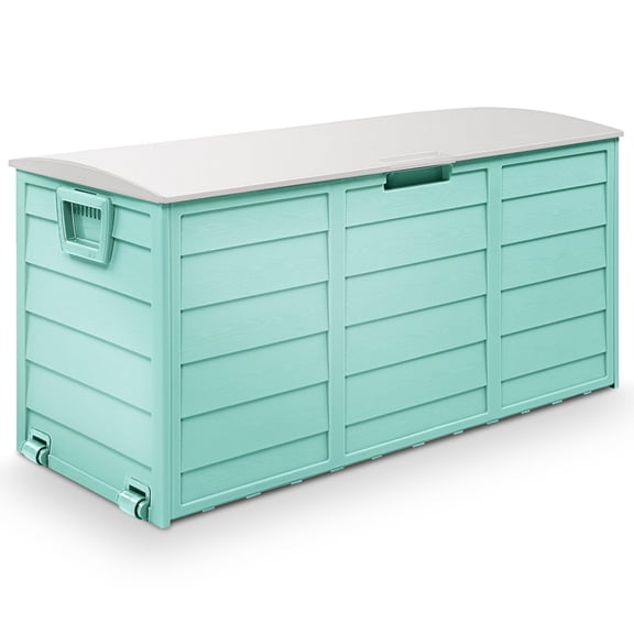 Seizeen 75 Gallon Deck Box, Outdoor Resin Storage Box, Waterproof Large Patio Lockable Storage Bin for Outside Cushions, Pool Accessories, Throw Pillows, Garden Tools, Green