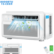 8000BTU Window Air Conditioner, Seizeen 15-CEER Smart Inverter AC for Home Apartment, 42dB Super Quiet for Baby Room, 35per Energy Saving up to 350sq.ft., Easy T-Design Assembly, APP Control