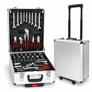 Seizeen 899PCS Tool Set Professional, Mobile Tool box on Wheels with Handle, Mechanics Tool Set W/Hand Tool, Ratchets&Socket Set, Screwdriver Set, 4-layer Tool Case & Tool Kit COMB, Silver