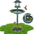 thumbnail image 1 of Seizeen Bird Bath Outdoors, 42''H Rustic Garden Birdbaths with Bird Feeder, Garden Decor w/Solar Light & Planter, Green, 1 of 10