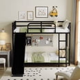 thumbnail image 1 of Seizeen Bunk Bed with Slide & Ladder, Metal Frame, Safety Guard Rails, Space-Saving Design, Noise Free, Black, 1 of 8