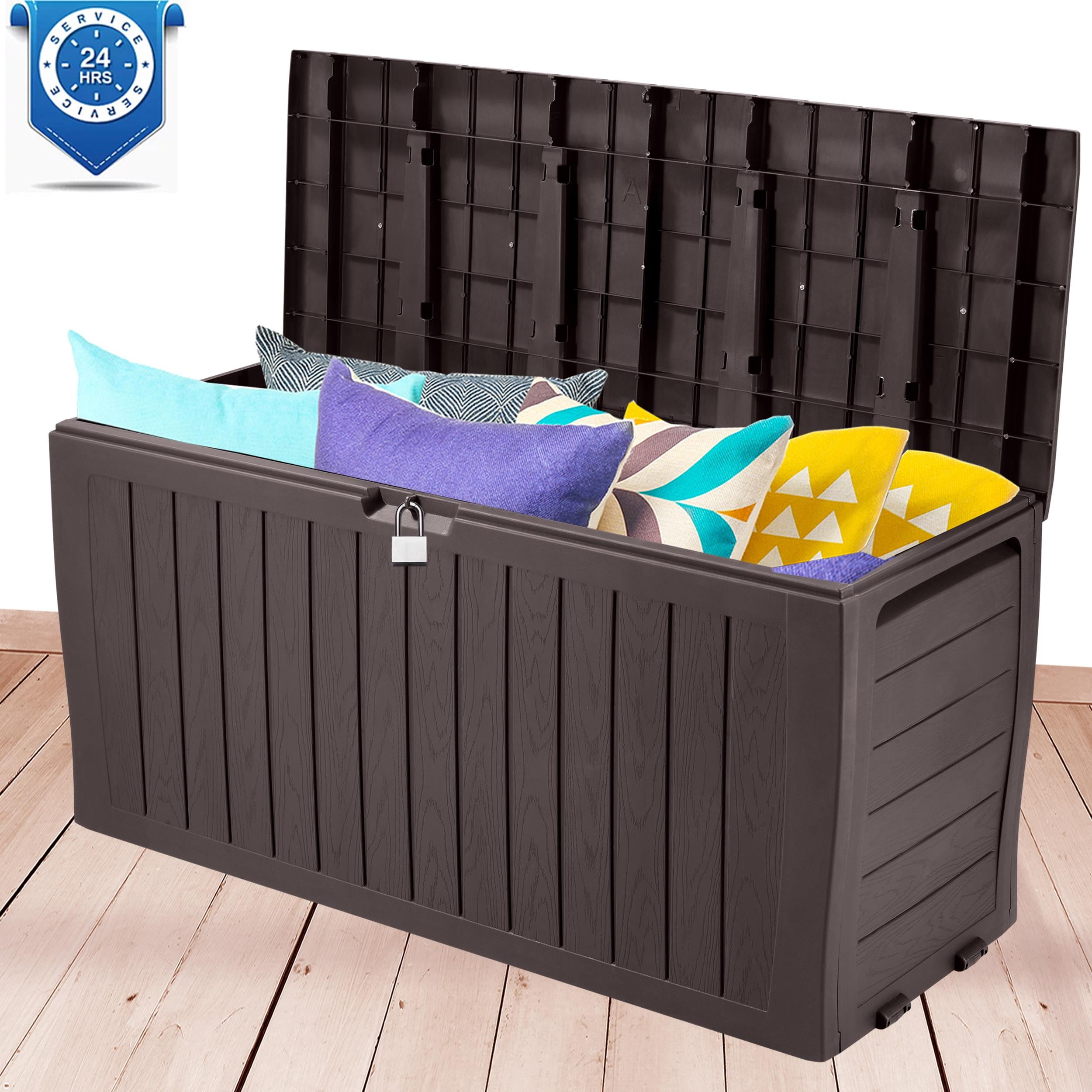 Seizeen Deck Box for Outside, 75GAL Outdoor Storage Box w/Wheels & Padlock, Allweather Patio