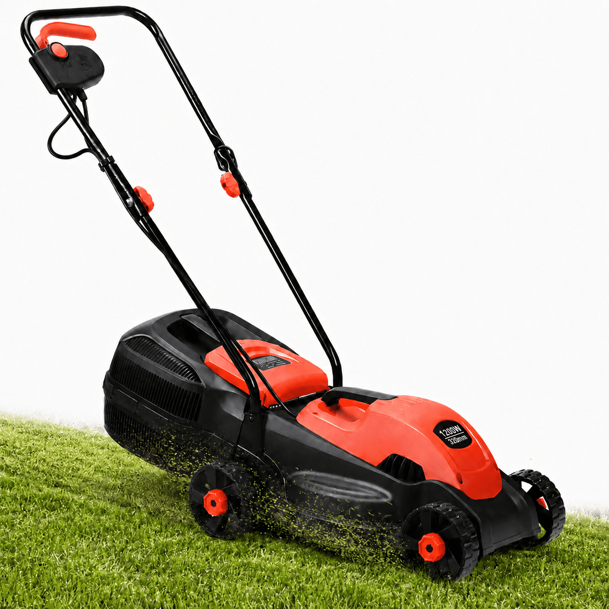 Lawn Mower, Seizeen Electric Push Mower Corded, 10 Amp 13-Inch Walk-Behind Lawn Mower With 30L Grass Bag, 3-Position Height Adjustment, Dual Safety Switches