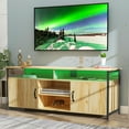 thumbnail image 1 of Seizeen Entertainment Center for TV, Oak TV Stand for 65in TV w/ LED Lights, Raised Media Console with Metal Legs, Large Storage TV Cabinet with Doors Home Furniture, 02, 1 of 15