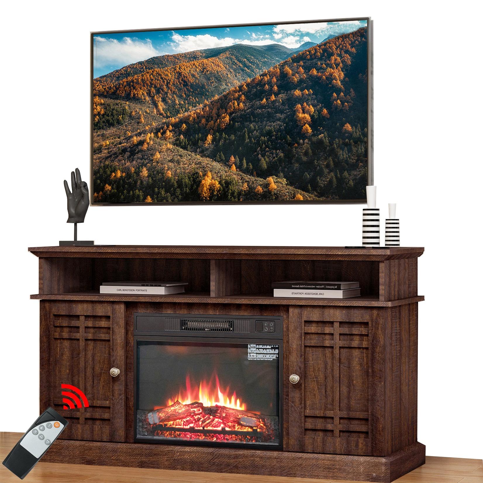 Seizeen Fireplace TV Stand for 55 inch TV, Farmhouse Entertainment ...