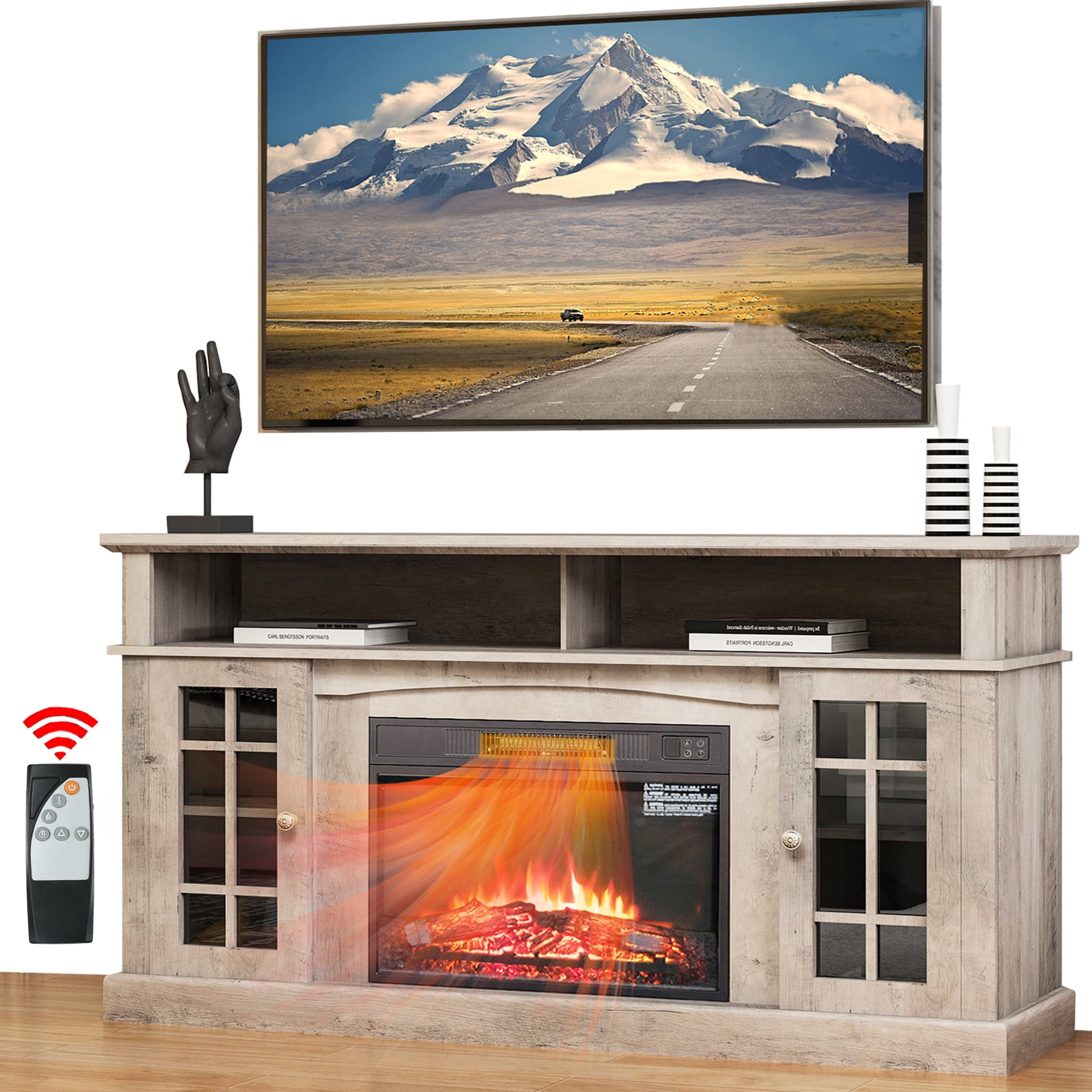 Seizeen Fireplace TV Stand for 65'' TV, 58''L Entertainment Center TV
