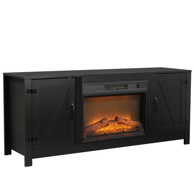 Seizeen Fireplace TV Stand with Barn Door, for TVs up to 65 inches