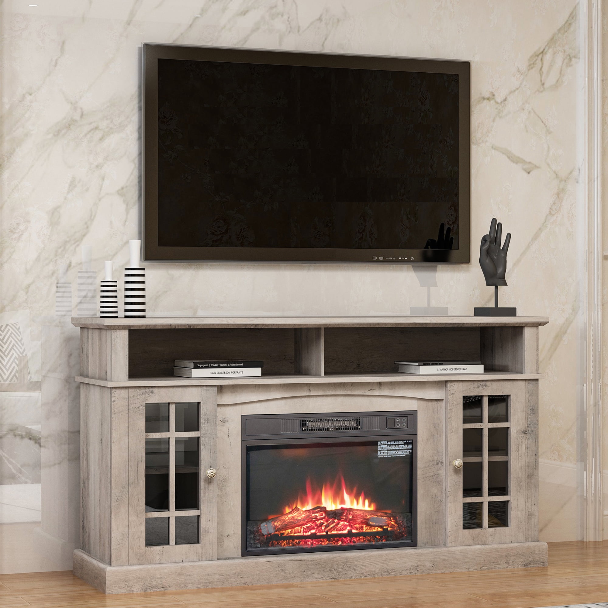 Seizeen Fireplace TV Stand with Storage, for TVs up to 65 inches ...