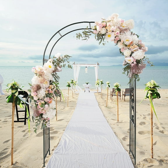 Seizeen Garden Wedding Arch, Metal Trellis for Climbing Plants Outdoor, Iron Craft Arbors and Arches Freestanding for Party Gardening Decor, 87’’H Round Top