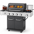 thumbnail image 1 of Seizeen Gas Grill with Side Burner, 56,000 BTU Outdoor BBQ 4-Burner Propane Grill with Lid Viewing Window, Built-in Thermometer, Cast Iron Grates, Warming Rack for Patio Backyard, 1 of 10