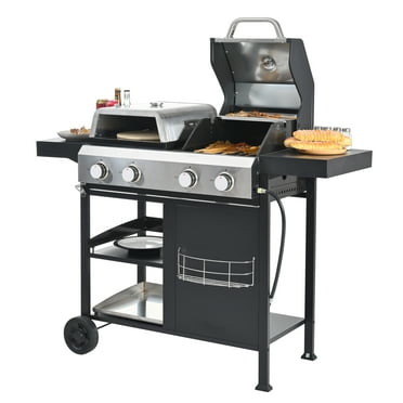 Seizeen Gas Grill with Side Burner, 47770BTU 4-Burner Propane Grill, Outdoor Barbecue Grill with 478 sq.in Cooking Area & 127 sq.in Warming Rack