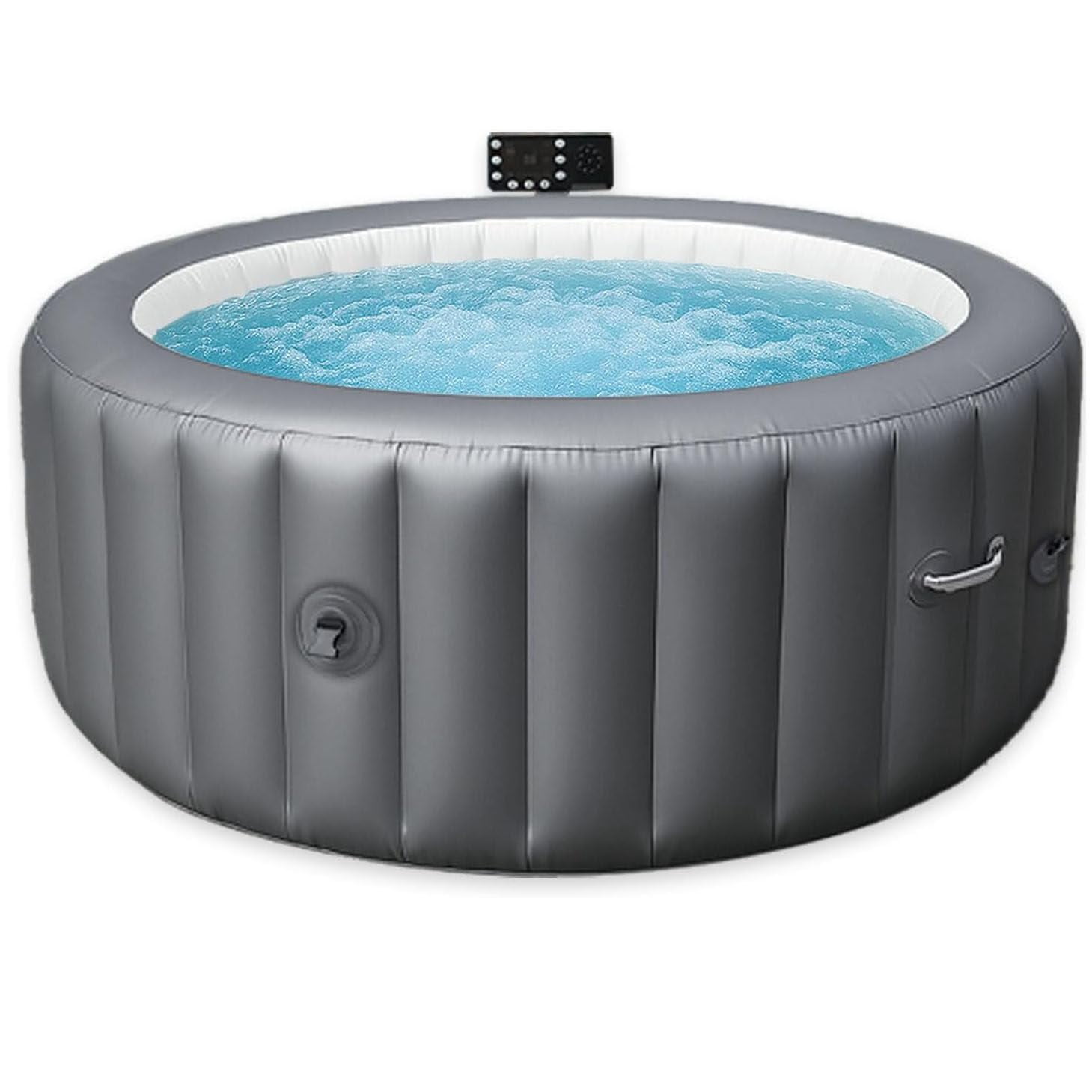 72" Inflatable Hot Tub, 4-6 Person Portable Bubble Massage Bathtub with Heating, Filtration, 6-Color Ambient Light, One-Click Inflation, Pool Cover, Floor Mat & Filter Cartridges for Patio Backyard