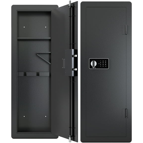 Seizeen Digital Keypad In Wall Gun Safe, Heavy-Duty Steel, Black, 3 Gun Capacity