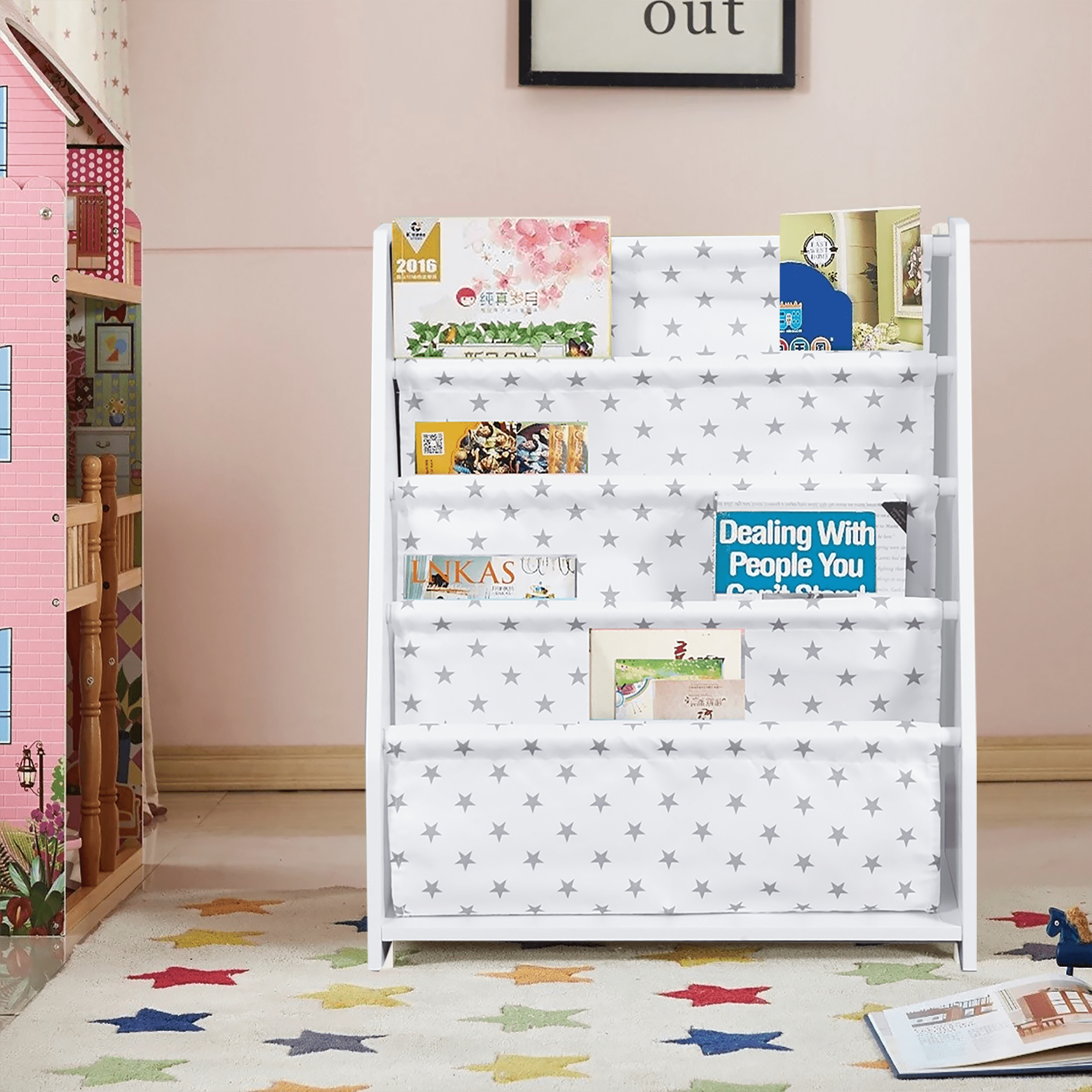 Seizeen Kids Bookshelf Clearance, 4Tier Book Rack Storage Organizer