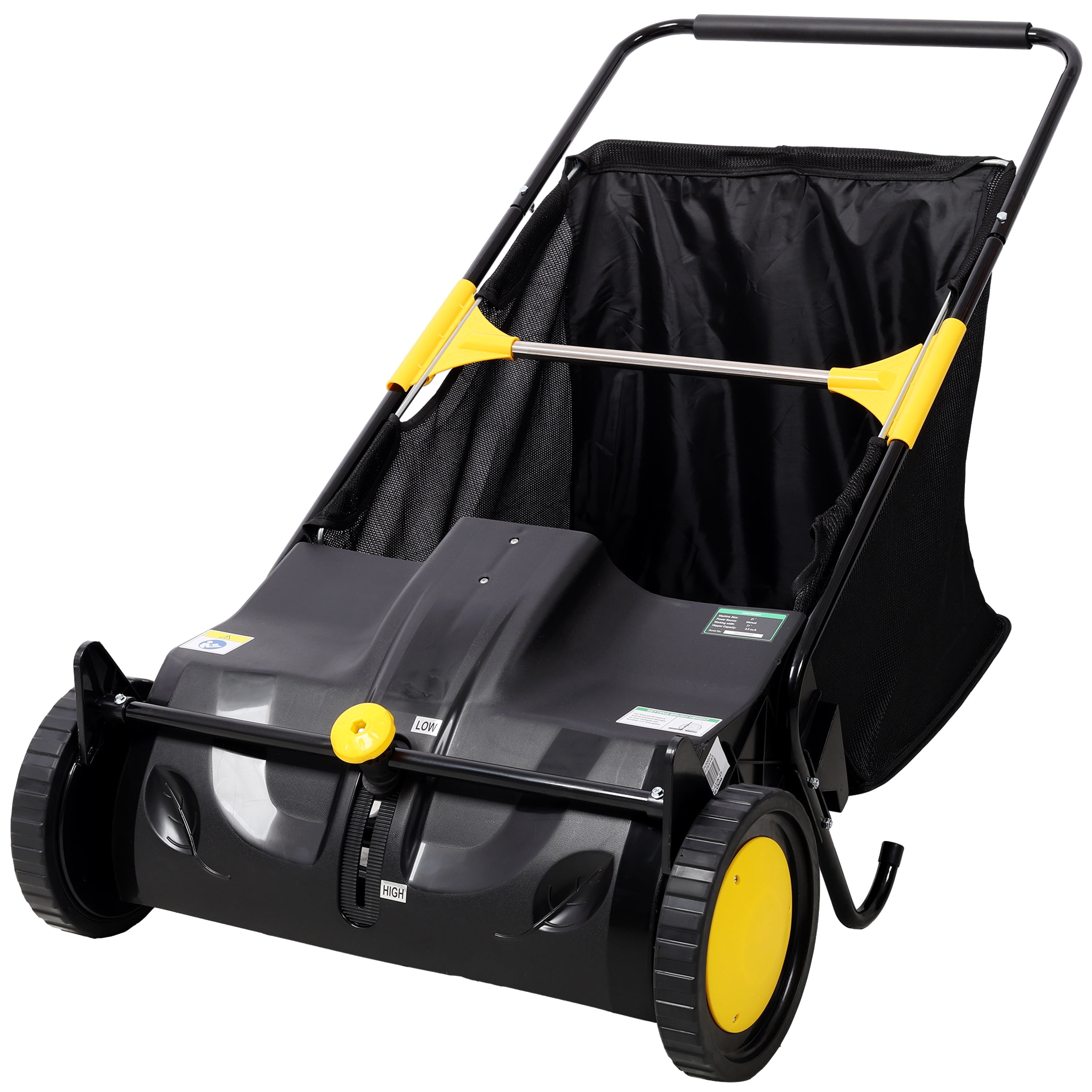 21-Inch Hand Push Lawn Sweeper, Leaf & Grass Collector with 3.5 Cu.Ft Hopper Bag, Adjustable Brush Height, Manual Yard Sweeper for Lawn, Yard & Driveway