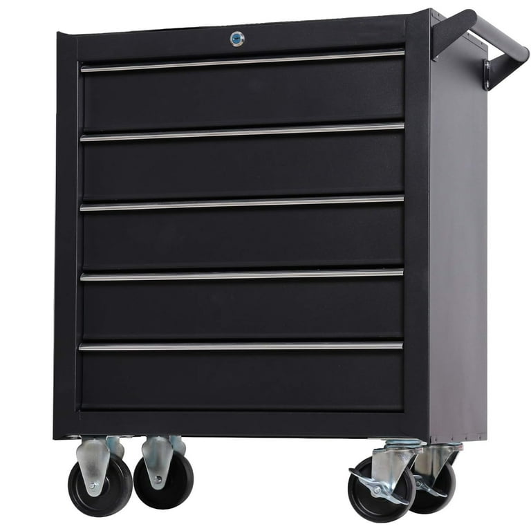 Seizeen NEW Rolling Tool Box 5-Drawers, Metal Tool Chest Garage Storage  Cabinet, 30''H Large Tool Organizer on Wheels Lockable, Black