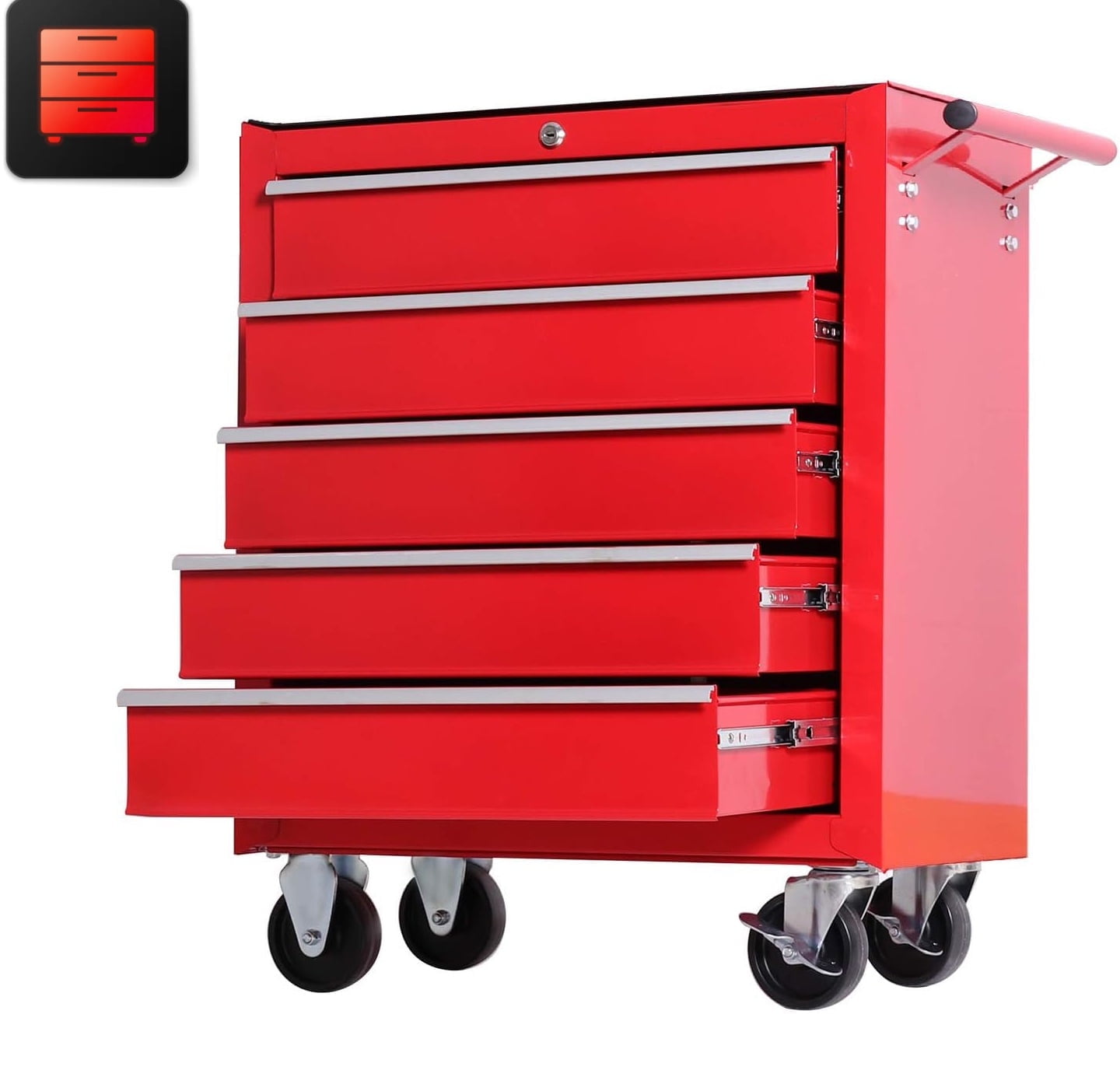 Seizeen Heavy Duty Mobile 5-Drawer Rolling Tool Box, Metal Garage