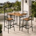 thumbnail image 1 of Seizeen Outdoor Table and Chairs, 5-Pcs Rattan Patio Bar Table Set with 4 Chairs, Counter Height Dining Bistro Set  w/Wood Top, Footrest, 1 of 8