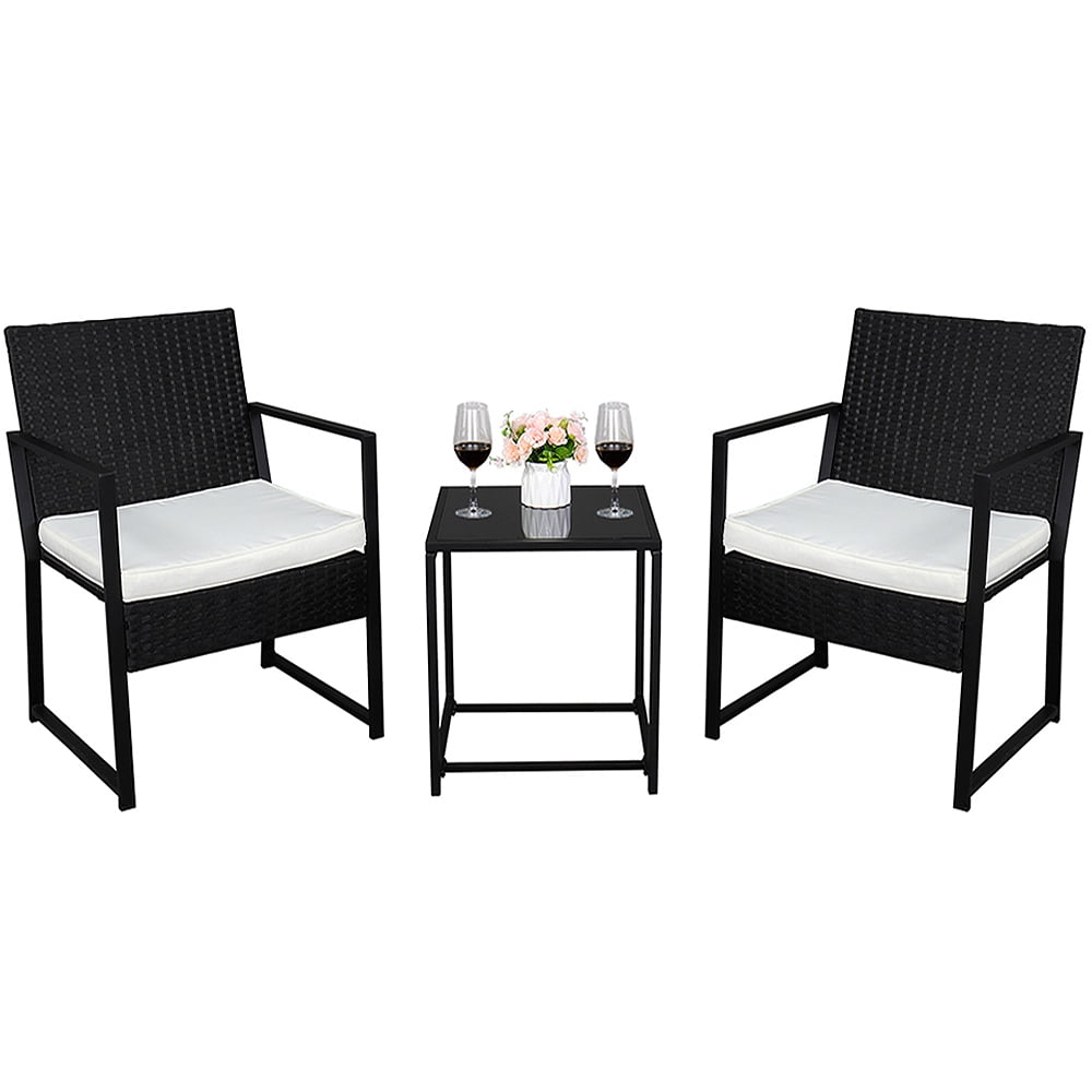 Seizeen Outdoor Chairs Set for Patio, 3 PCS Rattan Conversation Set W/2