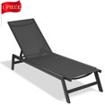 thumbnail image 1 of Seizeen Outdoor Chaise Lounge, Patio Lounge Chair All Weather, Five-Position Adjustable Lounge Chair for Poolside Deck Porch Backyard, Black Aluminum Frame with Wheels, 1 of 11