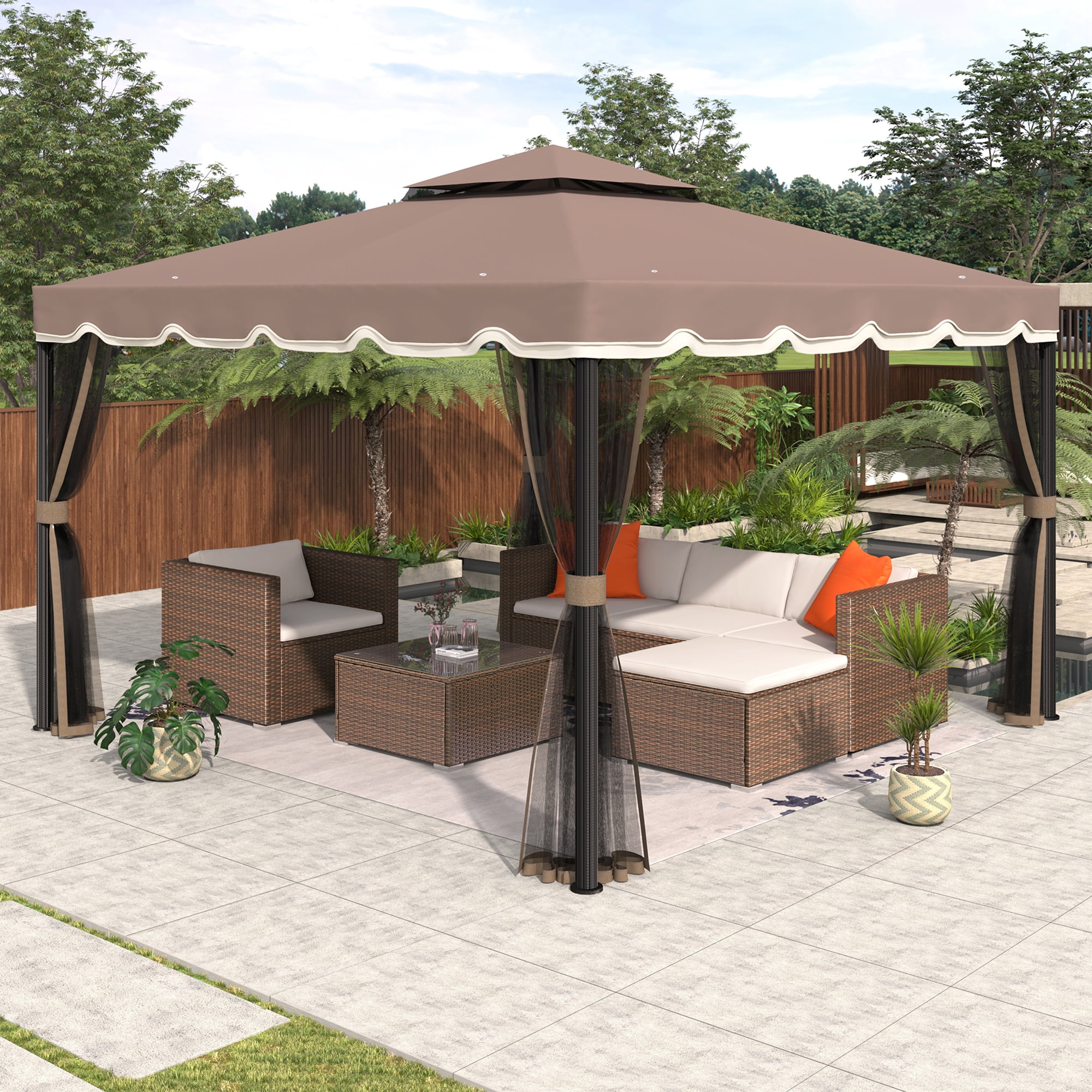 Seizeen 117''x117'' Waterproof Gazebo Canopy with 360° Mosquito
