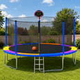 thumbnail image 1 of Outdoor Trampoline for Kids, Seizeen 12FT Kids Trampoline W/ Enclosure Net, Heavy-duty Rebounder Trampoline with Basketball Hoop, Ladder, Upgraded 4-W Support, 1 of 10