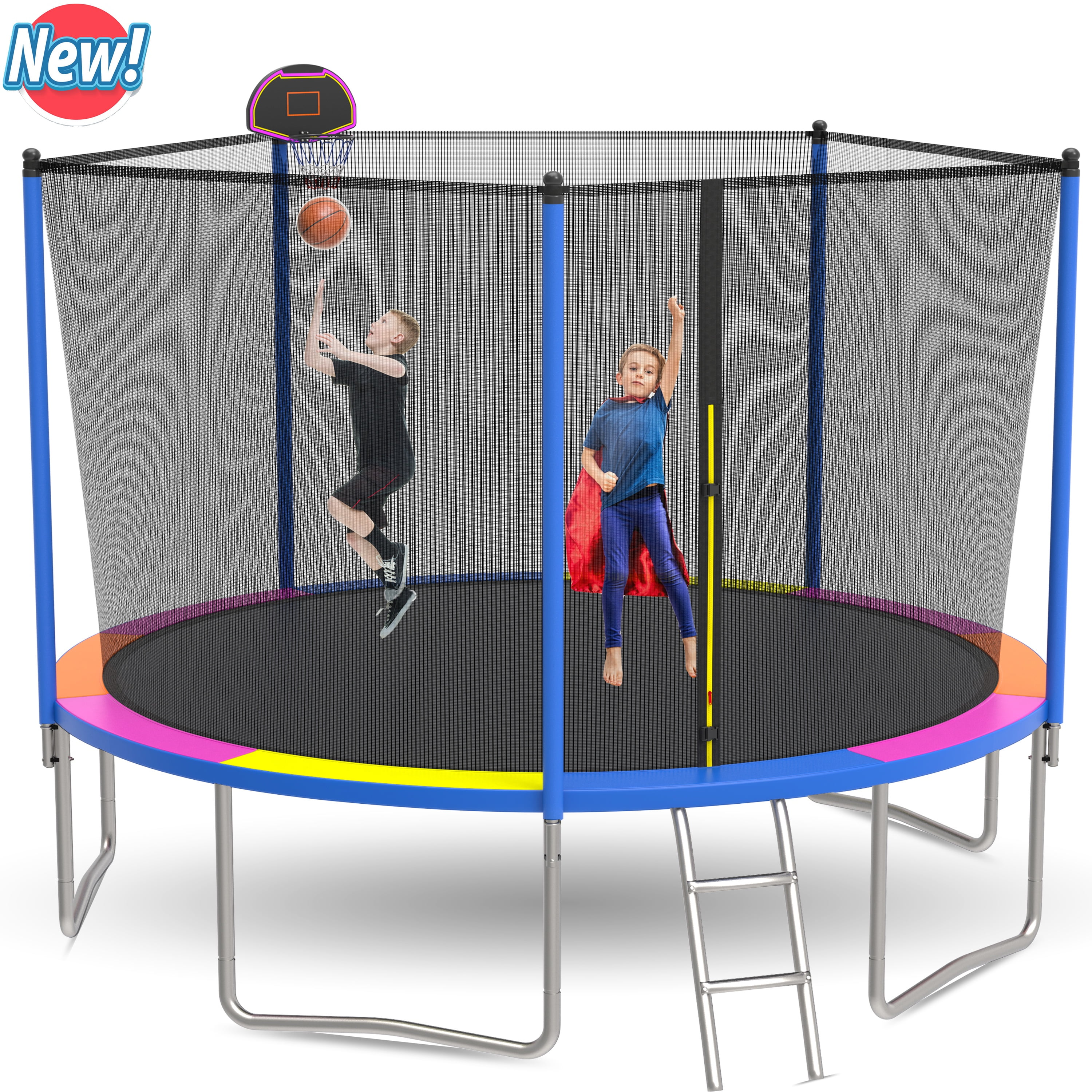 Doufit 10Ft Trampoline 600Lbs with Safety Net Recreational Backyard Waterproof Jump Mat for Kids Adults Walmart