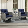 thumbnail image 1 of Seizeen Patio Furniture Set on Sale, 3 Pieces Outdoor Rattan Swivel Gliders Rocker w/Coffee Table, Wicker Patio Bistro Chair Set for Front Porch, Rocking Conversation Set w/Thickened Cushions, Navy, 1 of 10