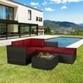 thumbnail image 1 of Seizeen Patio Sofa Set, Outdoor Conversation Set, Sectional Cushioned Sofa & 1 Glass Table, All-Weather Rattan Furniture Set, Red, 1 of 14