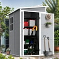 thumbnail image 1 of Seizeen Plastic Lean-to Shed with Floor, 5 x 4FT Sloped Top Outdoor Storage Shed, Quick Assembly Resin Shed with Window, All-Weather Garden Tool Shed Lockable, 1 of 9