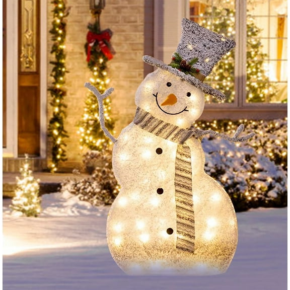 Seizeen Pre-lit LED Yard Inflatable, Snowman White, 33"