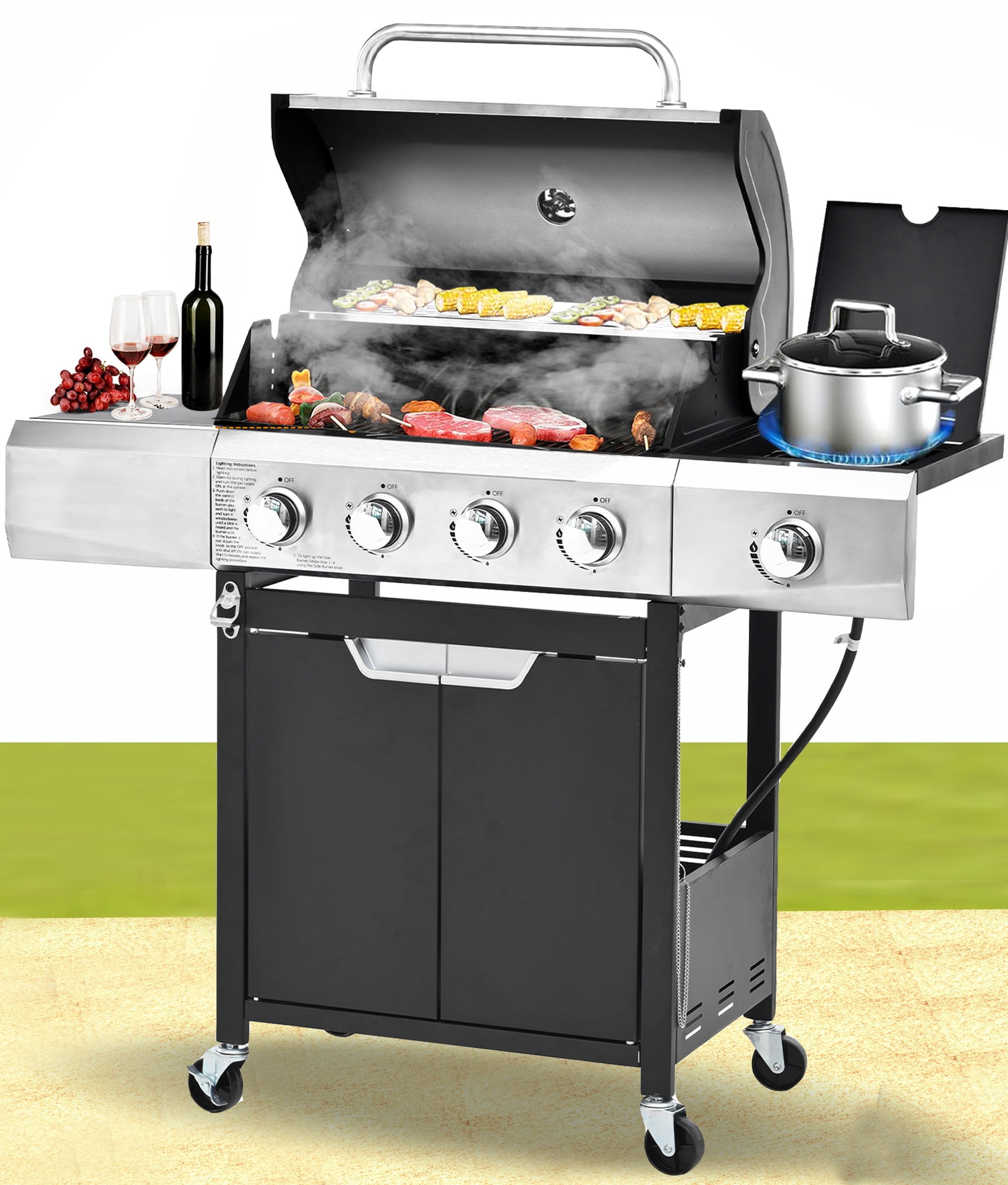 HighSound 4-Burner Propane Gas Grill with Side Burner, 46700 HighSound 4-Burner Propane Gas Grill with Side Burner, 46700