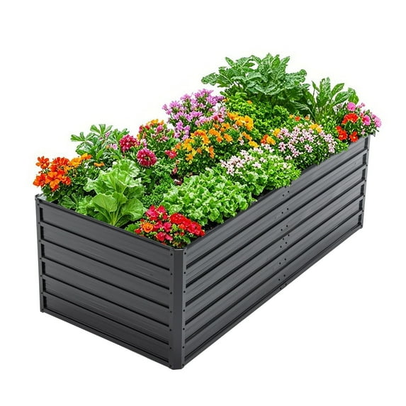 Metal Raised Garden Bed, Seizeen 6×3 ×2 ft Planter Box for Outdoor, Green Galvanized Raised Planter for Vegetables Flower Fruits, Large Gardening Plant Box for Patio