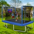 thumbnail image 1 of Seizeen Rectangular Trampoline for Kids, 8x12ft Outdoor Trampoline with Enclosure, 2-IN-1 Basketball Trampoline with Hoop, 1 of 6
