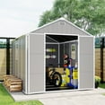 thumbnail image 1 of Seizeen Resin Shed, Outdoor Storage Shed 7.5x10.3FT Extra Large, Outside Garden Shed for Lawn Mover Bike Tool, w/Double Doors, Air Vents, Double Windows, PP Floor, 1 of 9