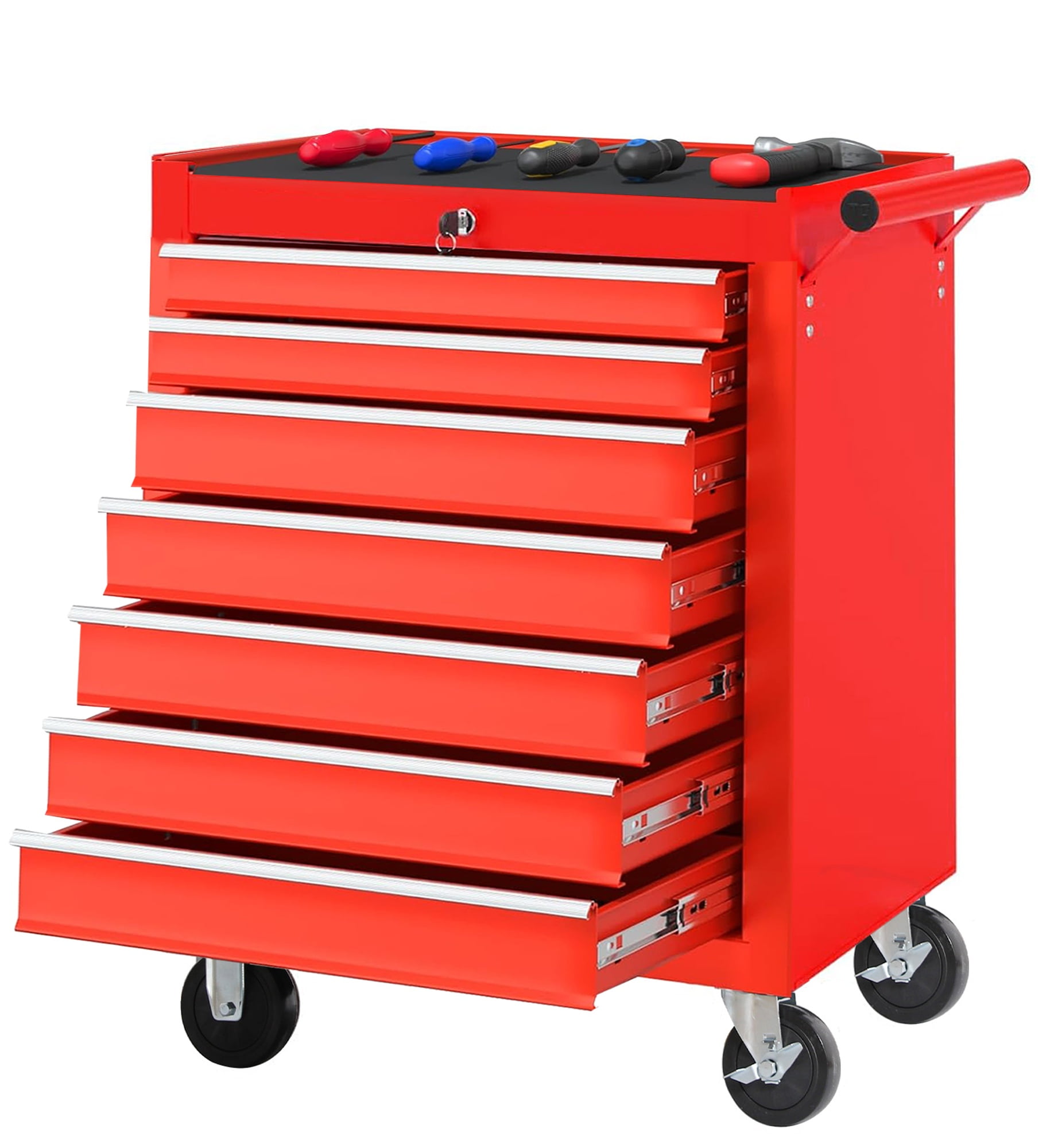 Seizeen Rolling Tool Boxes on Wheels 7 Drawers Tool Chest Storage Cabinet Metal Multifunctional Tool Cart Lockable for Garage Workshop 31 H Tool