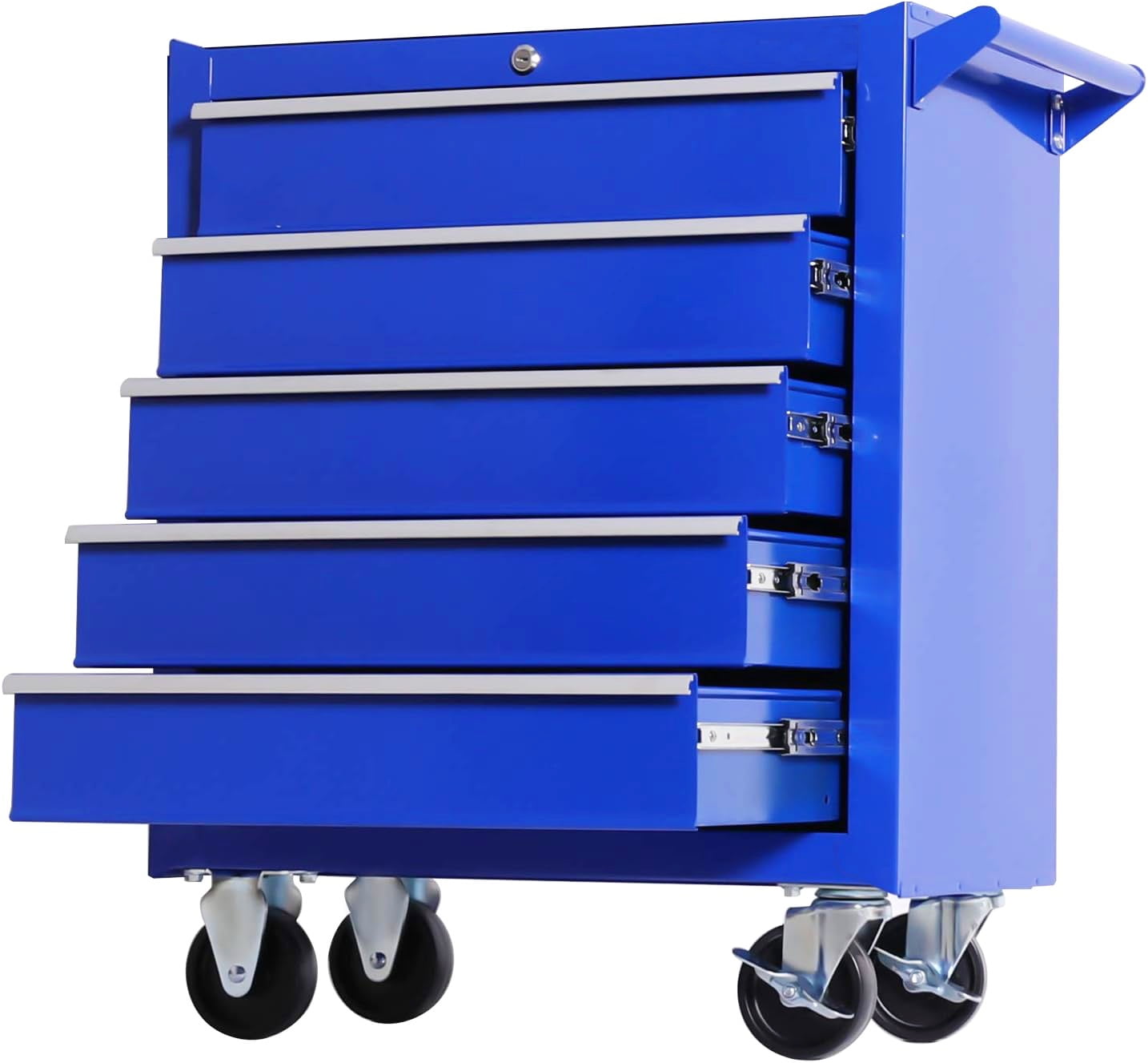 Seizeen Tool Box for Garage Organization, Heavy-Duty Red Tool Chest 5 Storage Drawer, Rooling Tool Cart Lockable for Repair Shop, Smooth Ball-Bearing Drawers