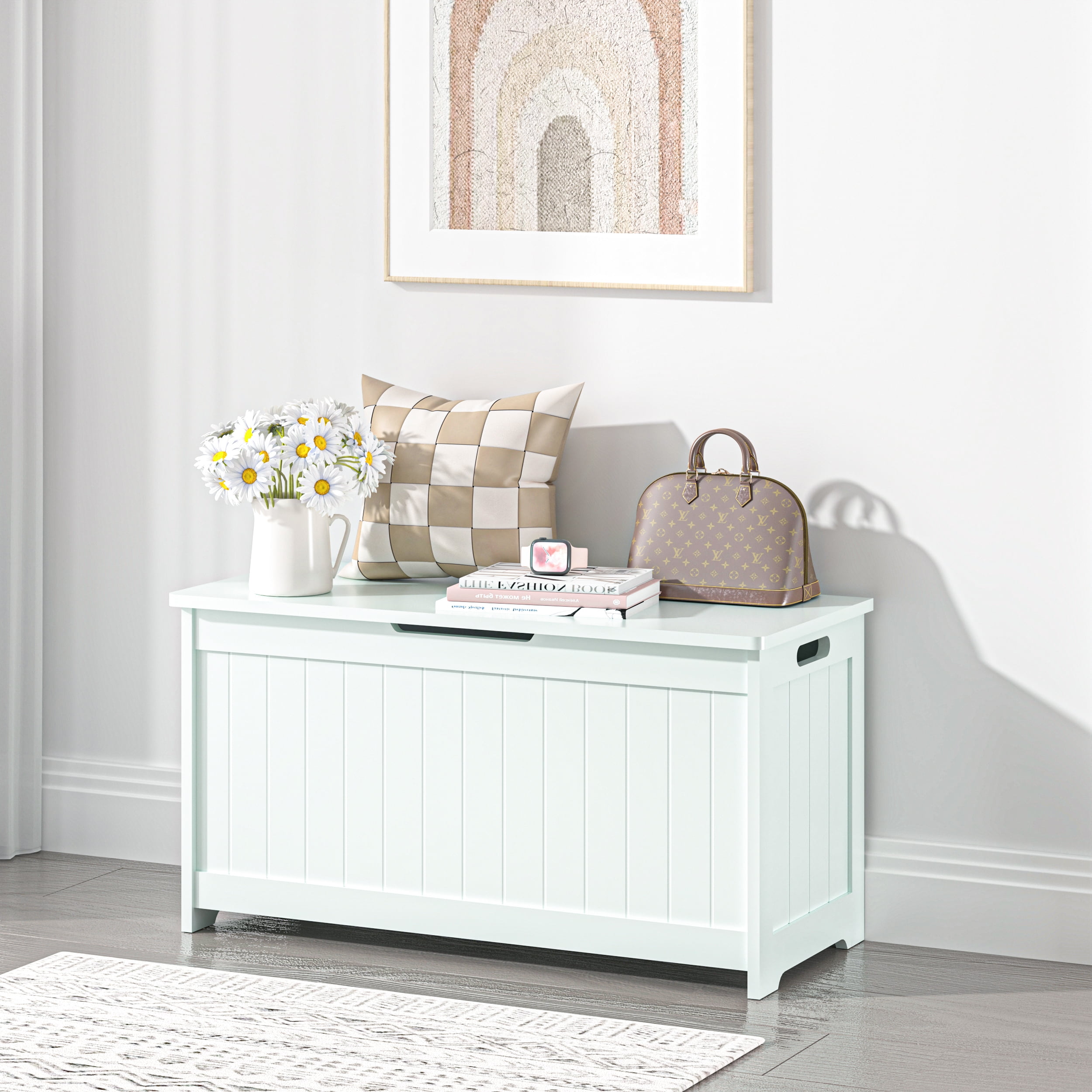 Storage Bench White And Grey Toy Box Seizeen Wooden Toy Chest