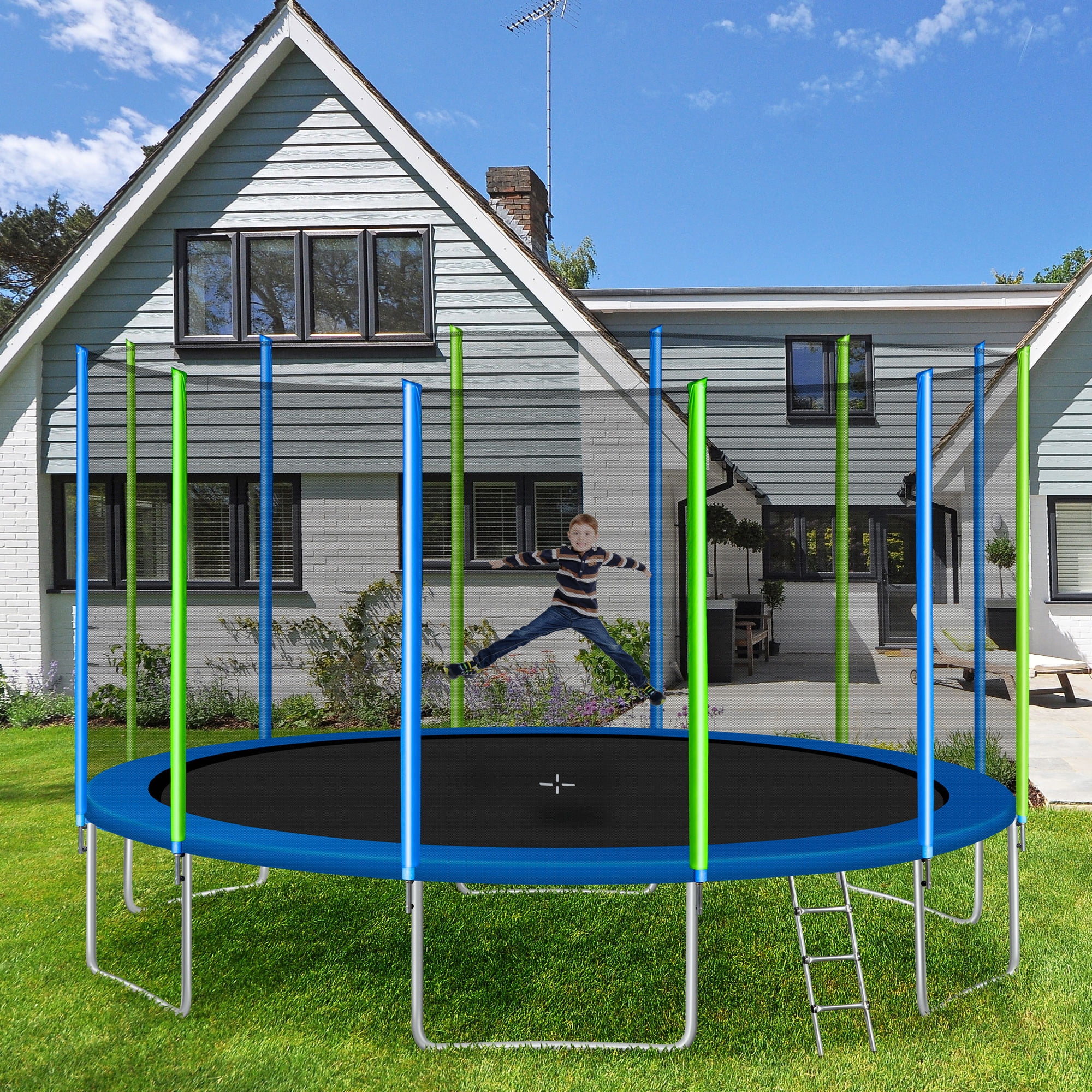 Seizeen Trampoline for Kids Outdoor Trampoline W/Enclosure Net & 12