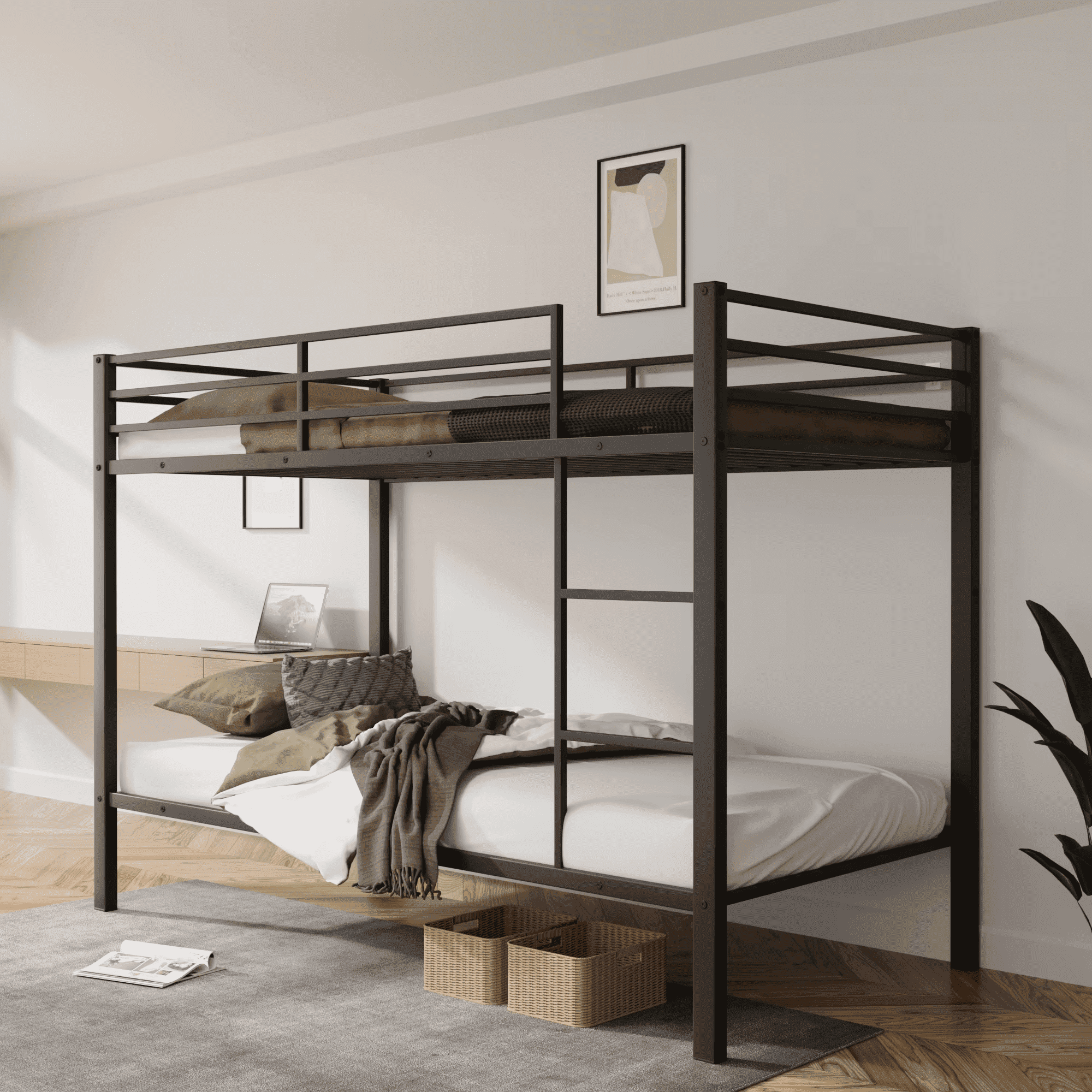 【ANYONE】6006's [XL] 新品2個 Mainstays Convertible Twin over Twin Metal Bunk Bed, Silver