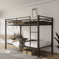 thumbnail image 1 of Metal Bunk Bed Twin Over Twin, Low Profile Bunk Bed Frame withBuilt-in Ladder, High Guardrail and Metal Slats, Space-Saving Twin Size Bed Frame for Teens, No Box Spring Required, Black, 1 of 12