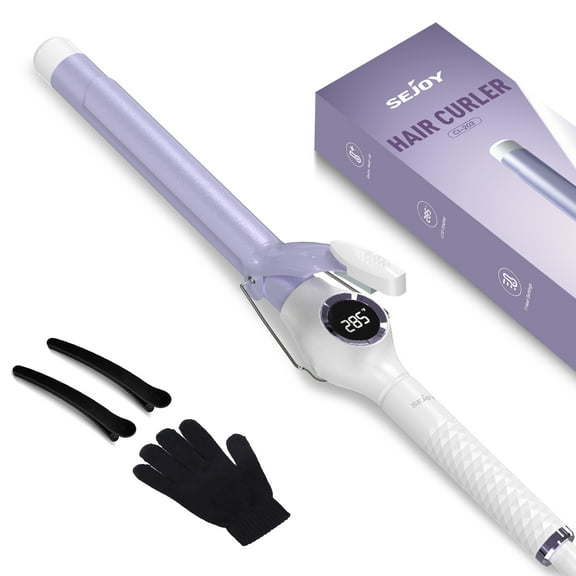 Sejoy 1 inch Curling Iron for Hair Curler, Ceramic Curling Irons, Digital Temp Control, Fast Heat Up, 60 Min Auto Shut Off, Purple