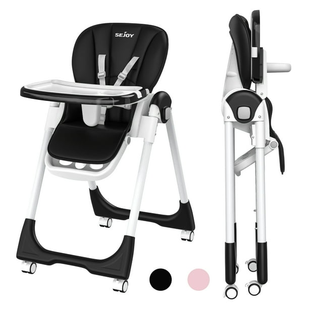 Sejoy 4 Wheels Baby High Chair for Toddlers, Foldable High Chair with