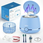Sejoy 45kHz Ultrasonic Retainer Cleaner, Portable Cleaner Machine for Dentures, Mouth Guards, Braces, Toothbrush Heads, Jewelry with 200ml Capacity