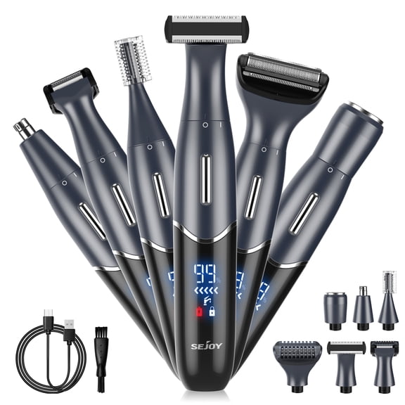 Sejoy 6 in 1 Electric Shaver for Men Women, Rechargeable Razor Painless Epilator Nose Hair Removal Remover Facial Body Bikini Eyebrow Beard Sideburn Mustache Trimmer Clipper Grooming Groomer Kit