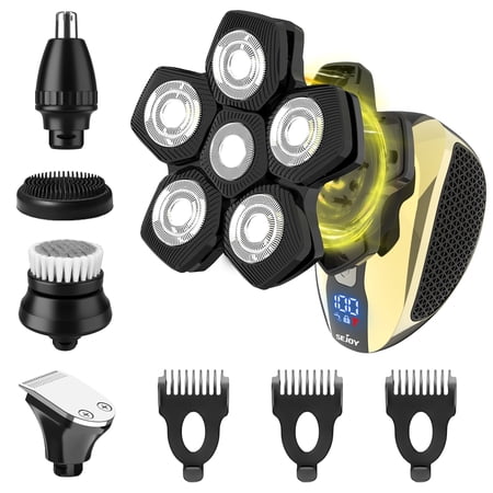 Sejoy 6D Head Shavers for Bald Men, Anti-Pinch Electric Razor for Men, 5-in-1 Waterproof and Rechargeable Grooming Kit for Men