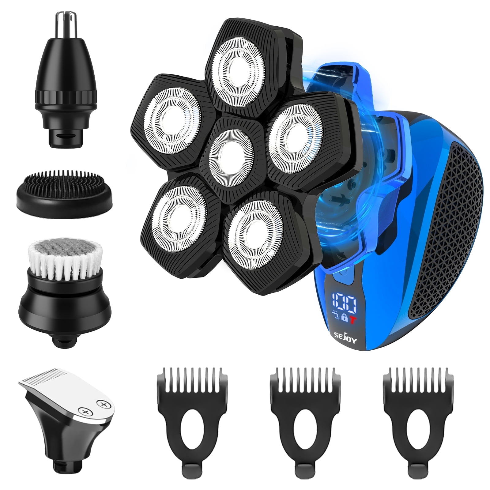 Sejoy 6D Anti-Pinch Electric Razor for Bald Men, 5-in-1