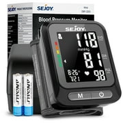 Sejoy Automatic Digital Blood Pressure Monitor, Wrist Cuff, Heartbeat Detector, Black