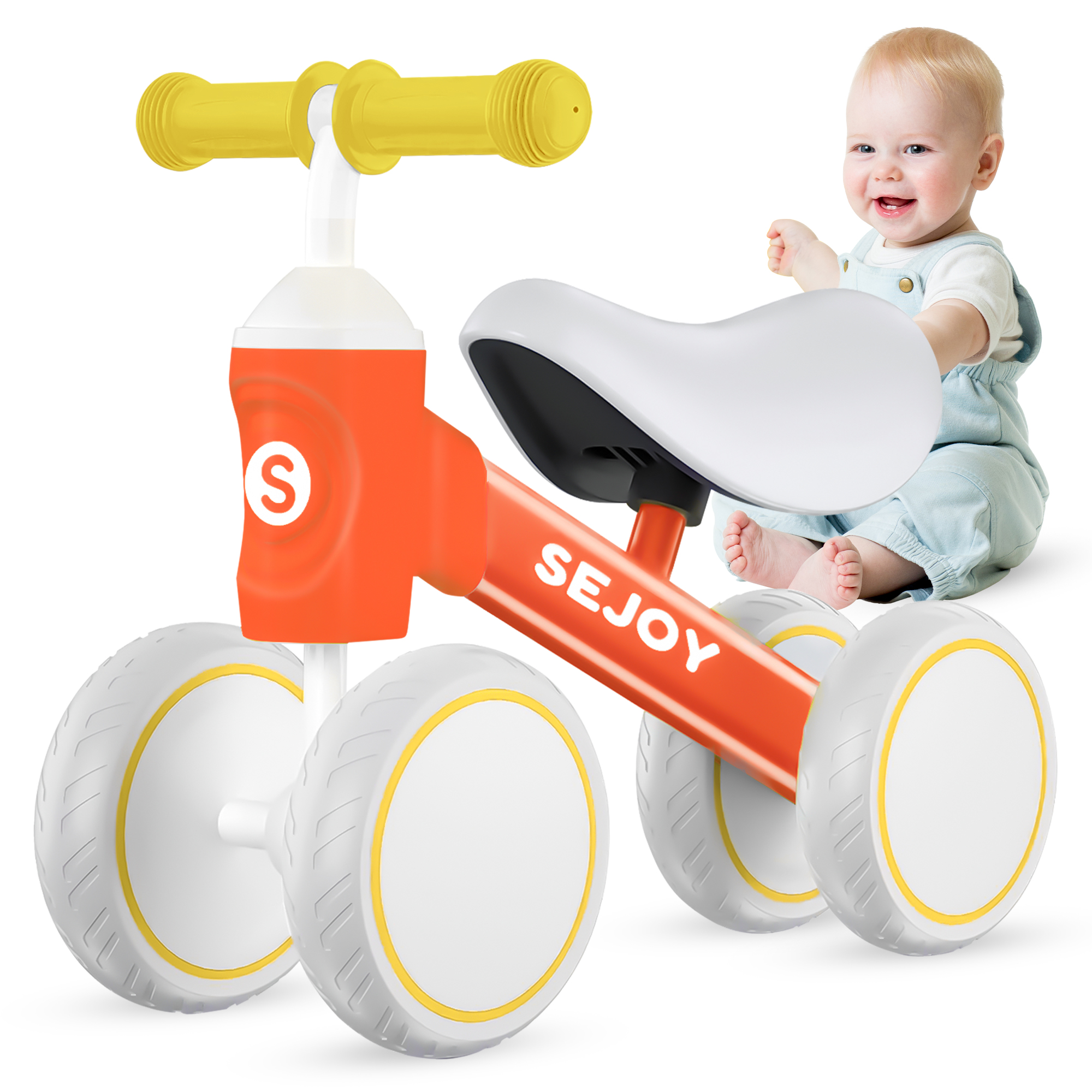 Sejoy Baby Balance Bike, 10-36 Month Kids Toddler Walker, 4 Wheels Riding Toys for Boys and Girls, First Birthday Gifts - image 1 of 7